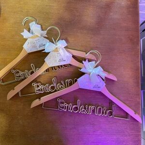 Bridesmaid Wooden Hangers with Gold Wire